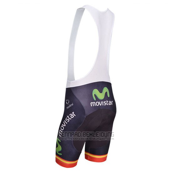 2014 Fahrradbekleidung Movistar Champion Spanien Trikot Kurzarm und Tragerhose - zum Schließen ins Bild klicken